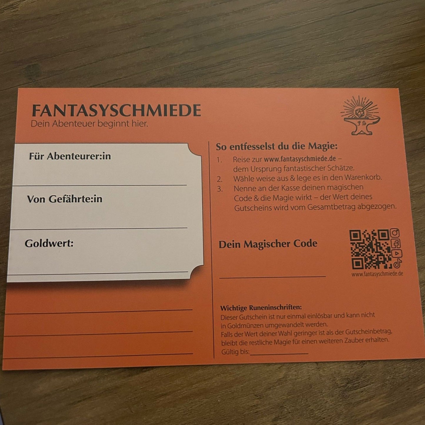 Gift voucher "Smithed Gold"